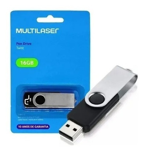 Kit 3 Pendrive Multilaser Twist 16gb 2.0 Preto-pd588 Atacado