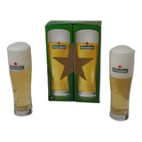 2 Vasos Cerveza Heineken 250 Original En Caja Estuche Regalo