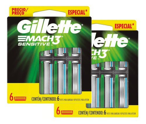 Pack Gillette 2 Repuestos Para Afeitar Mach 3 Sensitive