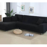 Pack  De 2 Fundas Sillón  En L Spandex Elasticado Negro