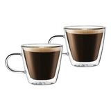 Taza Café Transparente Doble Pared Vidrio 280 Ml Pack X 2