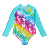 Traje De Baño Una Pieza Niñas Unicornio Bañador Ropa Playa