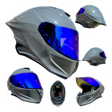 Casco Moto Gris Nardo Mica Azul Xtrong Deportivo Certificado