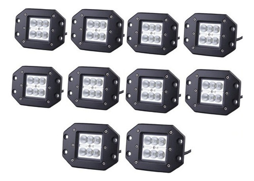 Set 10 Faros Led Dually 16w Empotrable 4d Universal Jeep Rzr