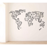 Vinilo Decorativo Pared Mapa Mundial Mapamundi Geométrico