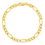 Pulsera Figaro Estilo 3x1 Oro 10k Kilates 21cm 4.5mm Italy Color Dorado Diámetro 7 Cm Largo 21 Cm