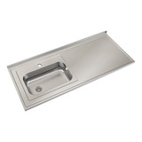 Mesada Cocina Acero Inoxidable Johnson 1,40 Bacha Zz52/1 Izq Color Plateado