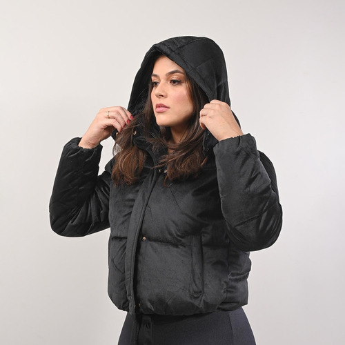 Jaqueta Forrada Feminina Puffer Cropped Veludo P Ao Gg