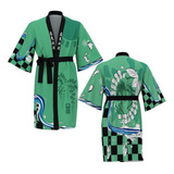 Rt Bata Tipo Kimono Tanjiro Kamado, Disfraz Pijama Dem