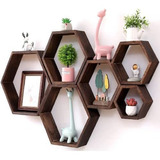 Conjunto De 6 Estantes Hexagonales Flotantes De Gran Tamaño