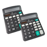 2 Peças Calculadora De Mesa Comercial Escritório 12 Digitos