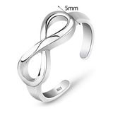 Fino Anillo Del Amor Infinito Ajustable Boda Talla Plata 925