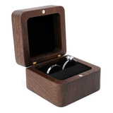 Caja De Anillo Madera Personalizada Botón Magnético Portátil