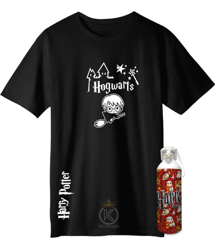 Polera Unisex Harry Potter + Botella En Aluminio -estmpaking