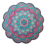 Tapete Decor.aveludado Mandala Floral Rosa E Azul Ø 138cm
