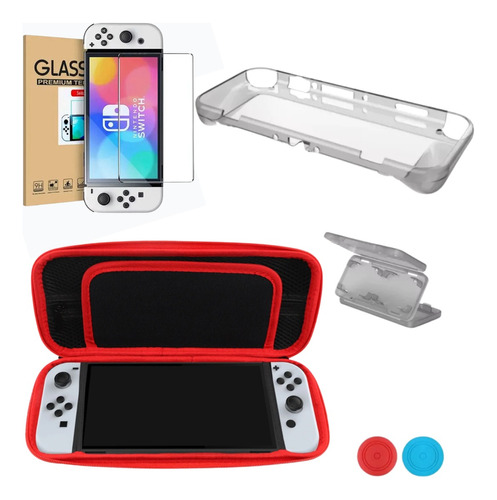 Kit Nintendo Switch Bolso + Funda Carcasa + Mica + Accesorio