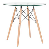 Mesa Jantar Redonda Eames Eiffel Tampo Vidro Incolor 80 Cm