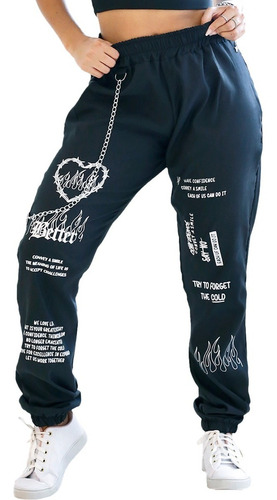 Calça Jogger Tactél Smile Emoji Corta Vento Coração Sorriso