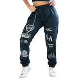 Calça Jogger Tactél Smile Emoji Corta Vento Coração Sorriso