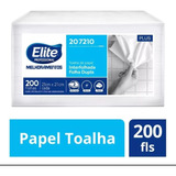 Papel Toalha Interfolhado Folha Dupla Elite Plus 200 Folhas