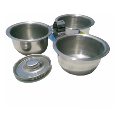 Salsera Triple Acero Inox Uso Rudo Plateado