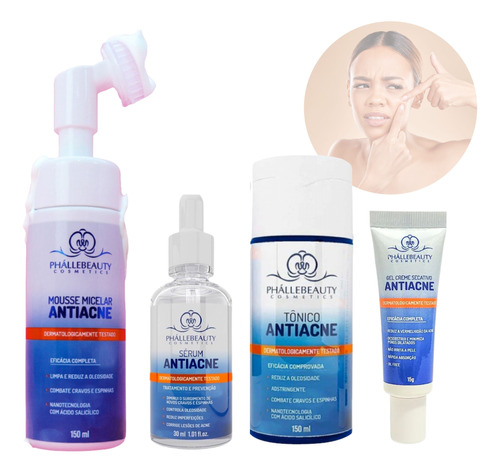 Kit Tratamento Facial Pele Acneica Anti Acne Cravo Espinha 