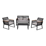 Juego Living Rattan Sillones Exterior 4 P Premium Importado