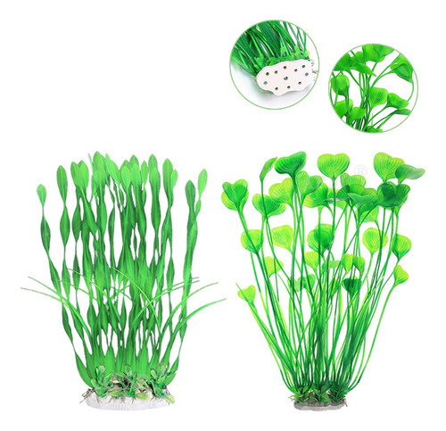 2pcs Plantas Artificiales Decorativas Acuario Pecera