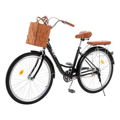 Bicicleta Urbana R26 Neon VINTA Vintage Con Canasta Frenos De Pinza Marco De Acero Clásica Color Negro | Meses sin interés