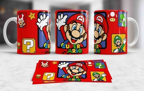 Plantillas Sublimación Tazas Mario Bross 12 Diseños