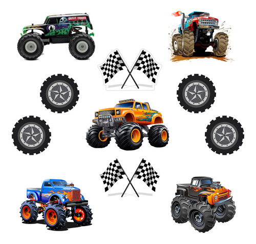 Figuras Monster Truck Base Rígida Kit 11 Pzas Coroplast