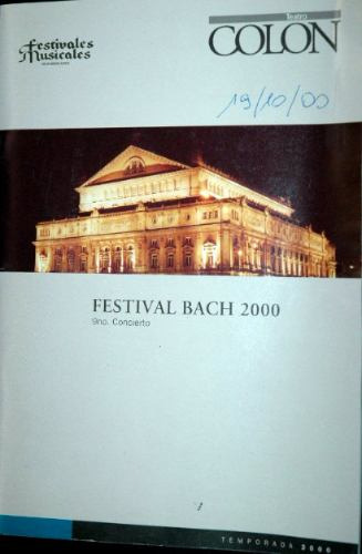 Programa  Teatro Colon    2000                 Festival Bach