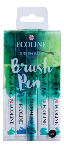 Ecoline Liquid Watercolor Brush Pen, Juego De 5 - Verde Azul