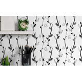 Papel Mural Adhesivo Diseño Flor Mariposas Negro Pack De 5