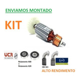 Induzido 110v + Rolamentos + Carvão Makita 4100nh2 / 4100ns