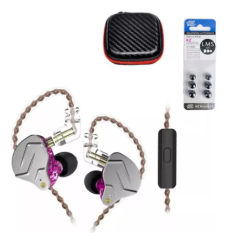 Kz Zsn Pro Audifonos Con Mic Purple + Estuche + Almohadillas