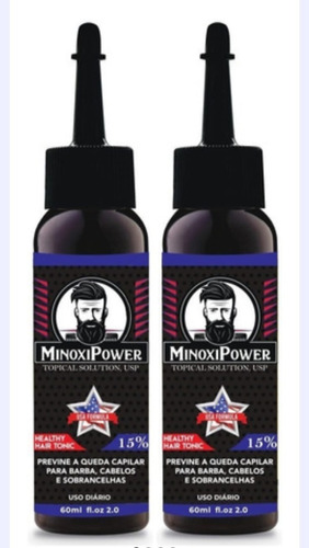 Tônico Capilar Minoxi Power 2 X 60 Ml Cresce Barba E Cabelo Fragrância Extrato De Ervas