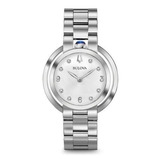  Bulova Rubaiyat 96p184 Diamantes Zafiro Reloj Mujer 35mm