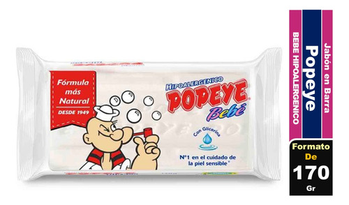 Jabón De Lavar En Barra Popeye Bebe 170 Gr