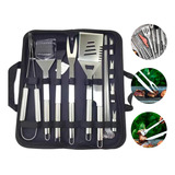 Kit Churrasco Utensílios Aço Inox Maleta 15peças Faca Garfo