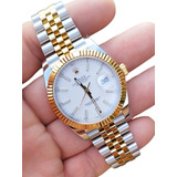 Reloj Compatible Con No Rolex Datejust Bitono White 36 Suizo