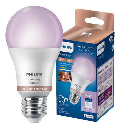 Philips Smart E27 Wiz Wi-fi Multicolores Matter Google Alexa