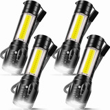 4pcs Lampara Tactica Recargable Led 2000l Linterna Lateral Color De La Linterna Negro Color De La Luz Blanco