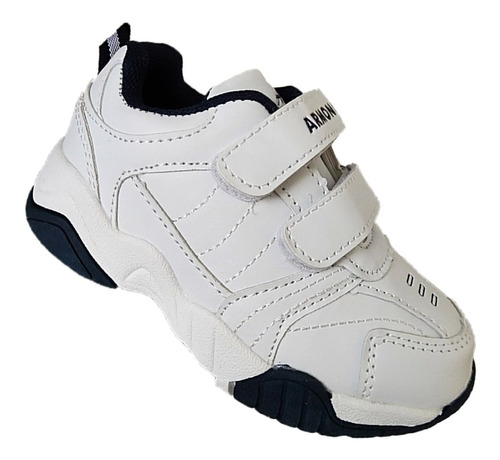 Zapatillas Blancas Escolares Deportivas Con Velcro - 7060