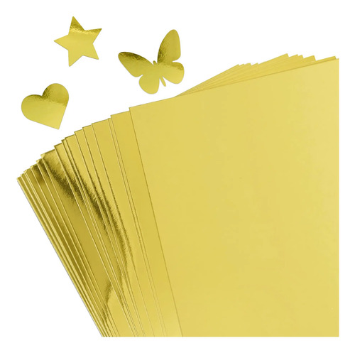 100 Pcs Papel Metalico Espejo Metalizada Cartulina A4