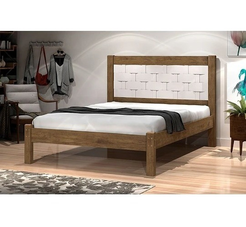 Cama 2 Plazas Layla Reversible Cedro / Blanco - Be Design