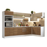 Cozinha Completa 100% Mdf Smart Madesa Modulada De Canto Brc