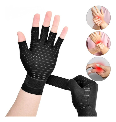 Guantes Compresión Artritis Túnel Carpiano Cobre Velcro