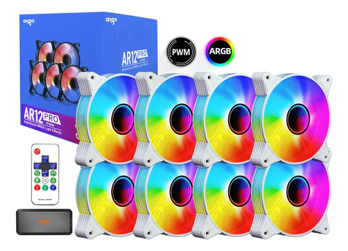 Cooler Aigo Ar12 Pro Argb+pwm 8 Fans Brancos+controladora+ir