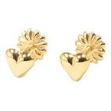 Aros Corazon En Oro 18k De 5mm, Pendientes Para Bebe Y Niña Color Dorado